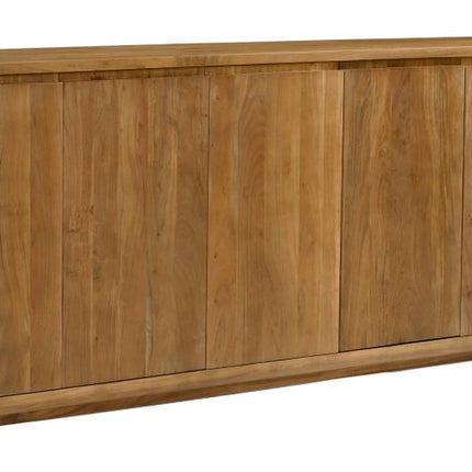 96" Tan Distressed Solid Wood Sideboard With Six Doors HomeRoots
