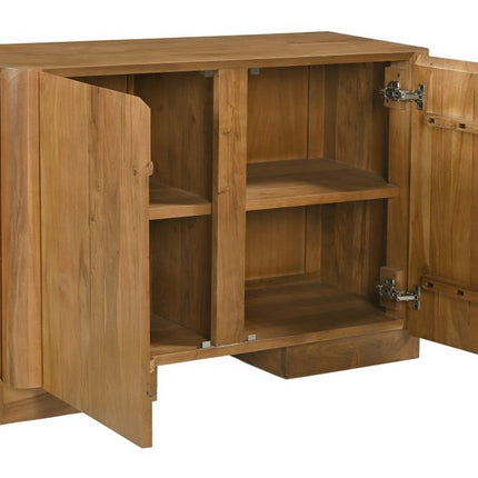 48" Tan Distressed Solid Wood Sideboard Soft Close with Two Doors HomeRoots