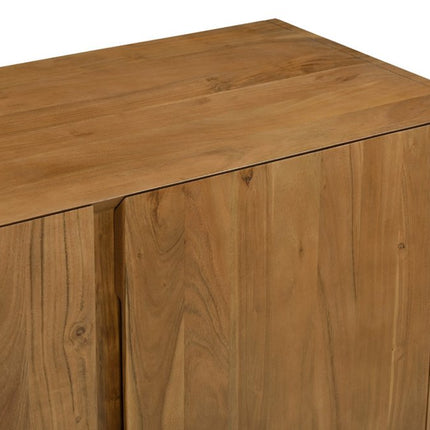 48" Tan Distressed Solid Wood Sideboard Soft Close with Two Doors HomeRoots