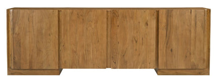96" Tan Distressed Solid Wood Sideboard Soft Close with Four Doors HomeRoots
