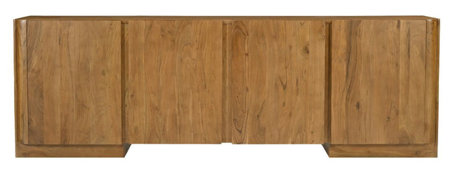 96" Tan Distressed Solid Wood Sideboard Soft Close with Four Doors HomeRoots