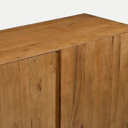 96" Tan Distressed Solid Wood Sideboard Soft Close with Four Doors HomeRoots