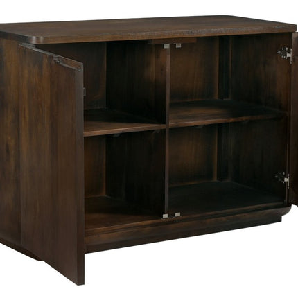 48" Dark Brown Distressed Solid Wood Sideboard With Two Doors HomeRoots