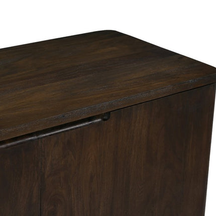 48" Dark Brown Distressed Solid Wood Sideboard With Two Doors HomeRoots