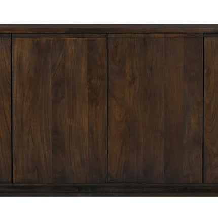 72" Dark Brown Distressed Solid Wood Sideboard With Four Doors HomeRoots