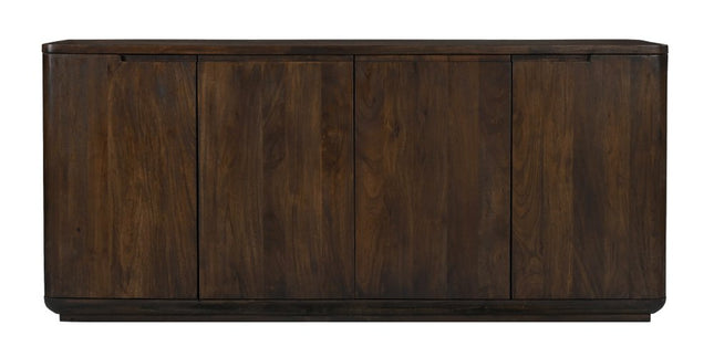72" Dark Brown Distressed Solid Wood Sideboard With Four Doors HomeRoots