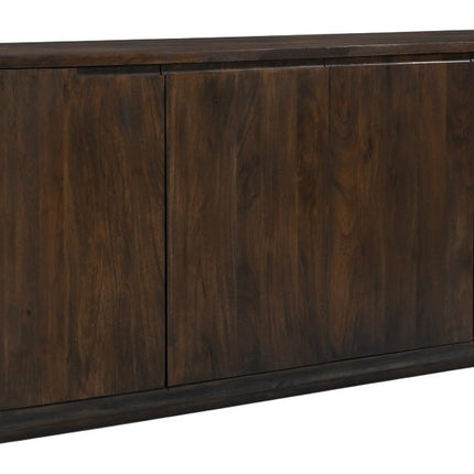 72" Dark Brown Distressed Solid Wood Sideboard With Four Doors HomeRoots