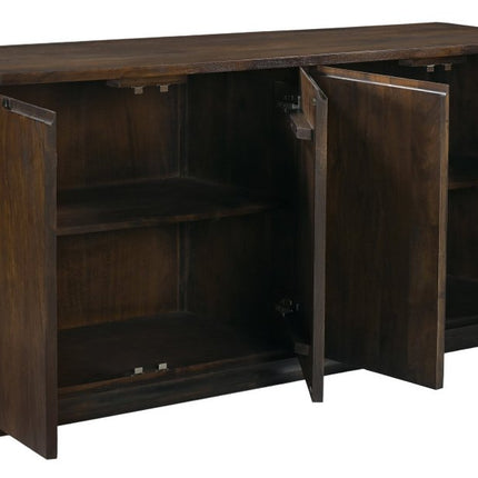 72" Dark Brown Distressed Solid Wood Sideboard With Four Doors HomeRoots