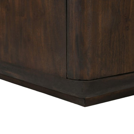72" Dark Brown Distressed Solid Wood Sideboard With Four Doors HomeRoots