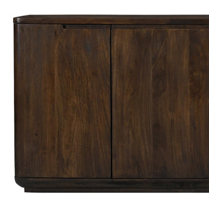 72" Dark Brown Distressed Solid Wood Sideboard With Four Doors HomeRoots