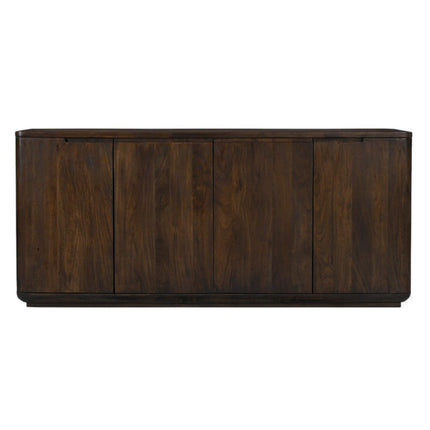 72" Dark Brown Distressed Solid Wood Sideboard With Four Doors HomeRoots