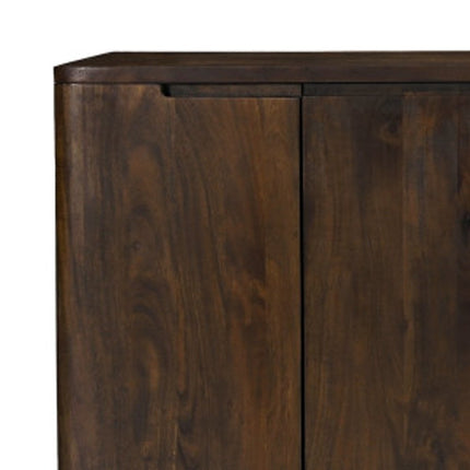 96" Dark Brown Distressed Solid Wood Sideboard With Six Doors HomeRoots