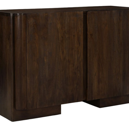 48" Dark Brown Distressed Solid Wood Sideboard Soft Close with Two Doors HomeRoots
