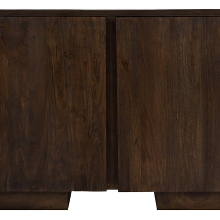 48" Dark Brown Distressed Solid Wood Sideboard Soft Close with Two Doors HomeRoots