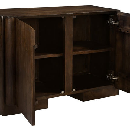 48" Dark Brown Distressed Solid Wood Sideboard Soft Close with Two Doors HomeRoots