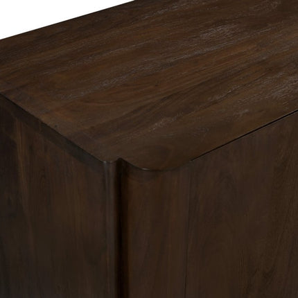 48" Dark Brown Distressed Solid Wood Sideboard Soft Close with Two Doors HomeRoots