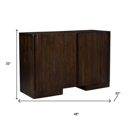 48" Dark Brown Distressed Solid Wood Sideboard Soft Close with Two Doors HomeRoots