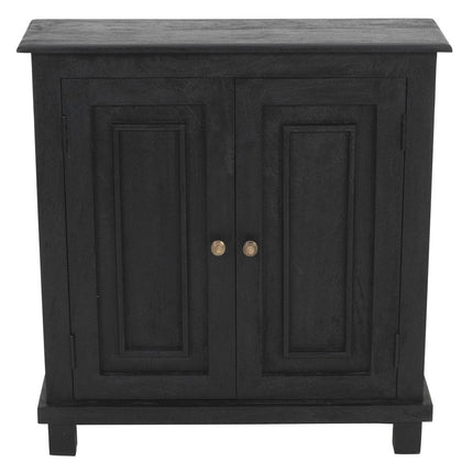 34" Black Distressed Solid Wood Sideboard with Two Doors HomeRoots