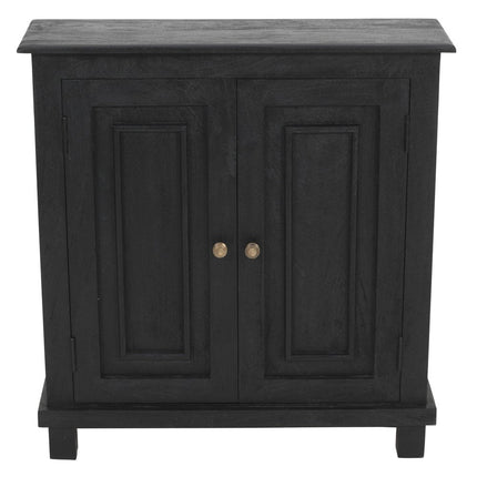 34" Black Distressed Solid Wood Sideboard with Two Doors HomeRoots