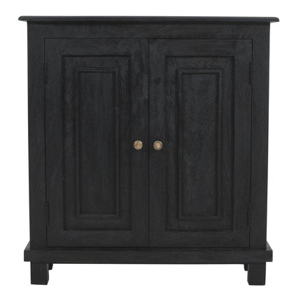 34" Black Distressed Solid Wood Sideboard with Two Doors HomeRoots