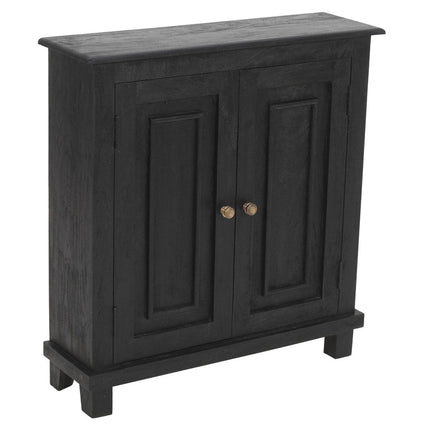 34" Black Distressed Solid Wood Sideboard with Two Doors HomeRoots