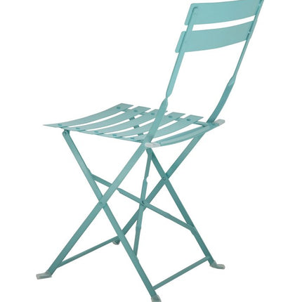 Set of Two Aqua Blue Aluminum Outdoor Folding Dining Chairs HomeRoots