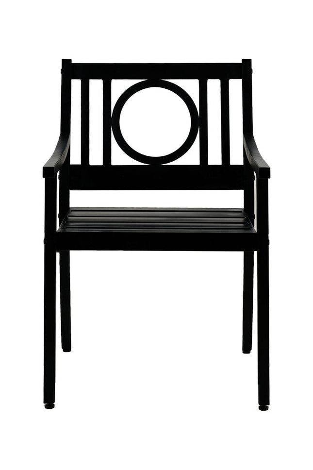 24" Black Steel Geo Back Outdoor Arm Chair HomeRoots