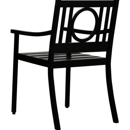 24" Black Steel Geo Back Outdoor Arm Chair HomeRoots