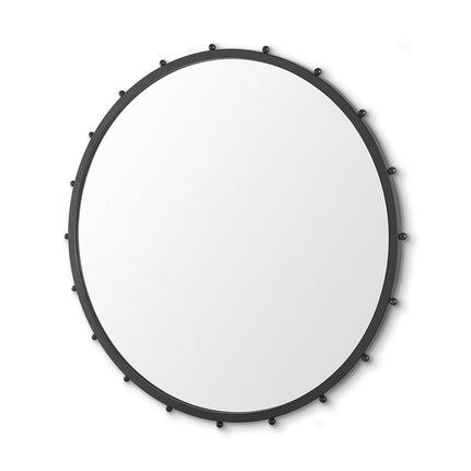 44" Black Metal Round Beaded Framed Accent Mirror HomeRoots