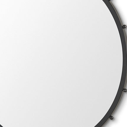 44" Black Metal Round Beaded Framed Accent Mirror