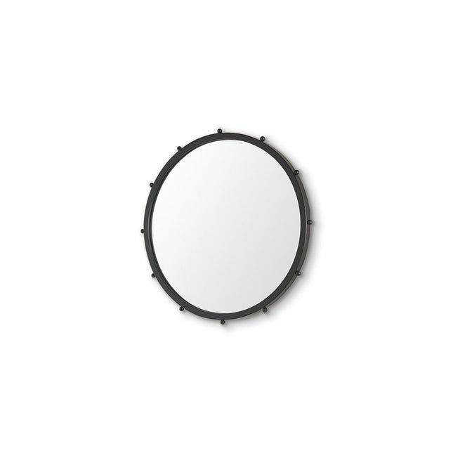25" Black Metal Beaded Round Framed Accent Mirror