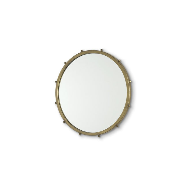 25" Gold Metal Beaded Round Framed Accent Mirror HomeRoots