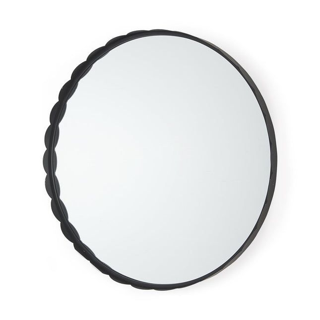 30" Black Metal Scalloped Framed Accent Mirror