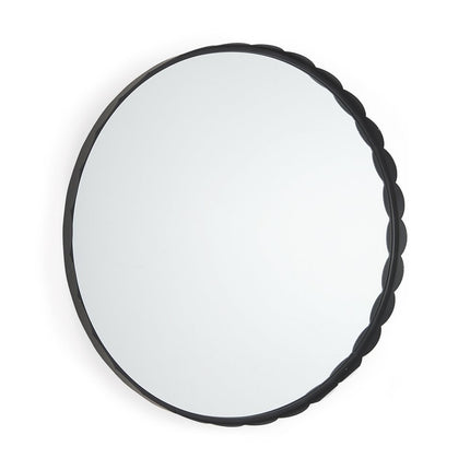 30" Black Metal Scalloped Framed Accent Mirror