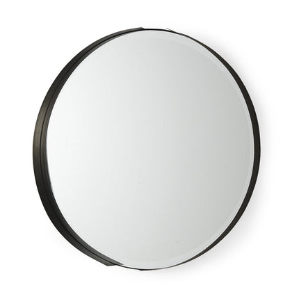 24" Black Metal Round Framed Accent Mirror HomeRoots