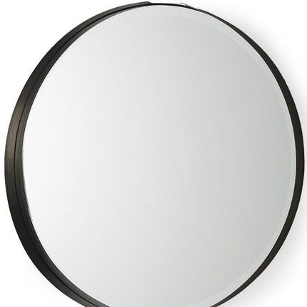 24" Black Metal Round Framed Accent Mirror HomeRoots
