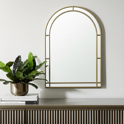 48" Gold Metal Double Arch Framed Accent Mirror HomeRoots