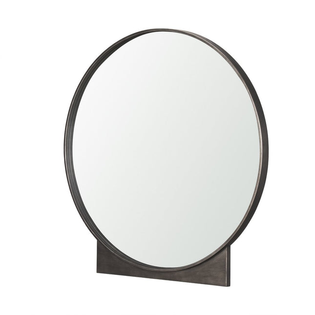 38" Gunmetal Metal Round And Rectangle Framed Accent Mirror
