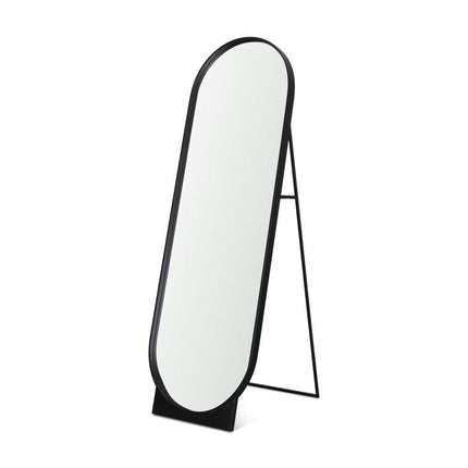 67" Black Metal Oval Freestanding Tilting Geometric Framed Standing Mirror HomeRoots