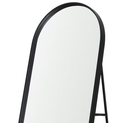 67" Black Metal Oval Freestanding Tilting Geometric Framed Standing Mirror HomeRoots