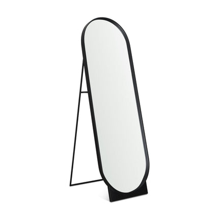 67" Black Metal Oval Freestanding Tilting Geometric Framed Standing Mirror HomeRoots