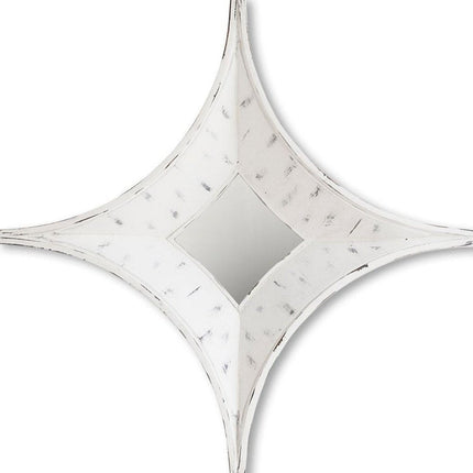 17" White Solid Wood Star Framed Accent Mirror HomeRoots