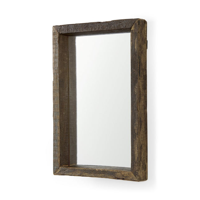 18" Brown Solid Wood Framed Accent Mirror