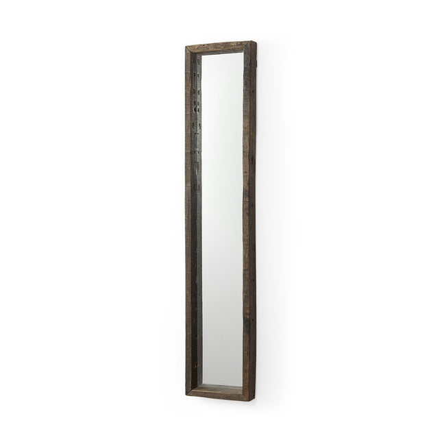 59" Brown Solid Wood Framed Accent Mirror
