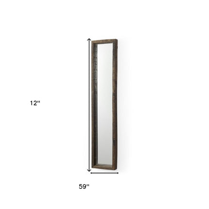 59" Brown Solid Wood Framed Accent Mirror HomeRoots