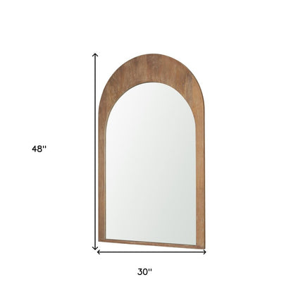 48" Light Brown Solid Wood Arch Framed Accent Mirror HomeRoots
