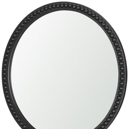 30" Black Solid Wood Beaded Round Framed Accent Mirror HomeRoots