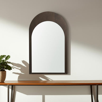36" Brown Solid Wood Arch Framed Accent Mirror HomeRoots