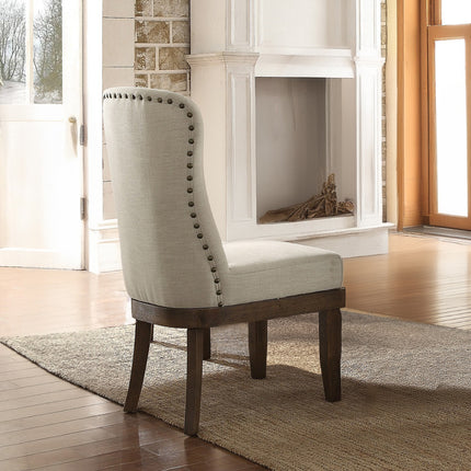 ACME 60742 Landon Side Chair (Set-2), Beige Linen & Salvage Brown