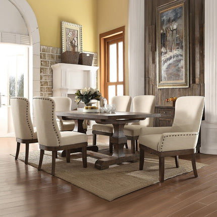 ACME 60742 Landon Side Chair (Set-2), Beige Linen & Salvage Brown